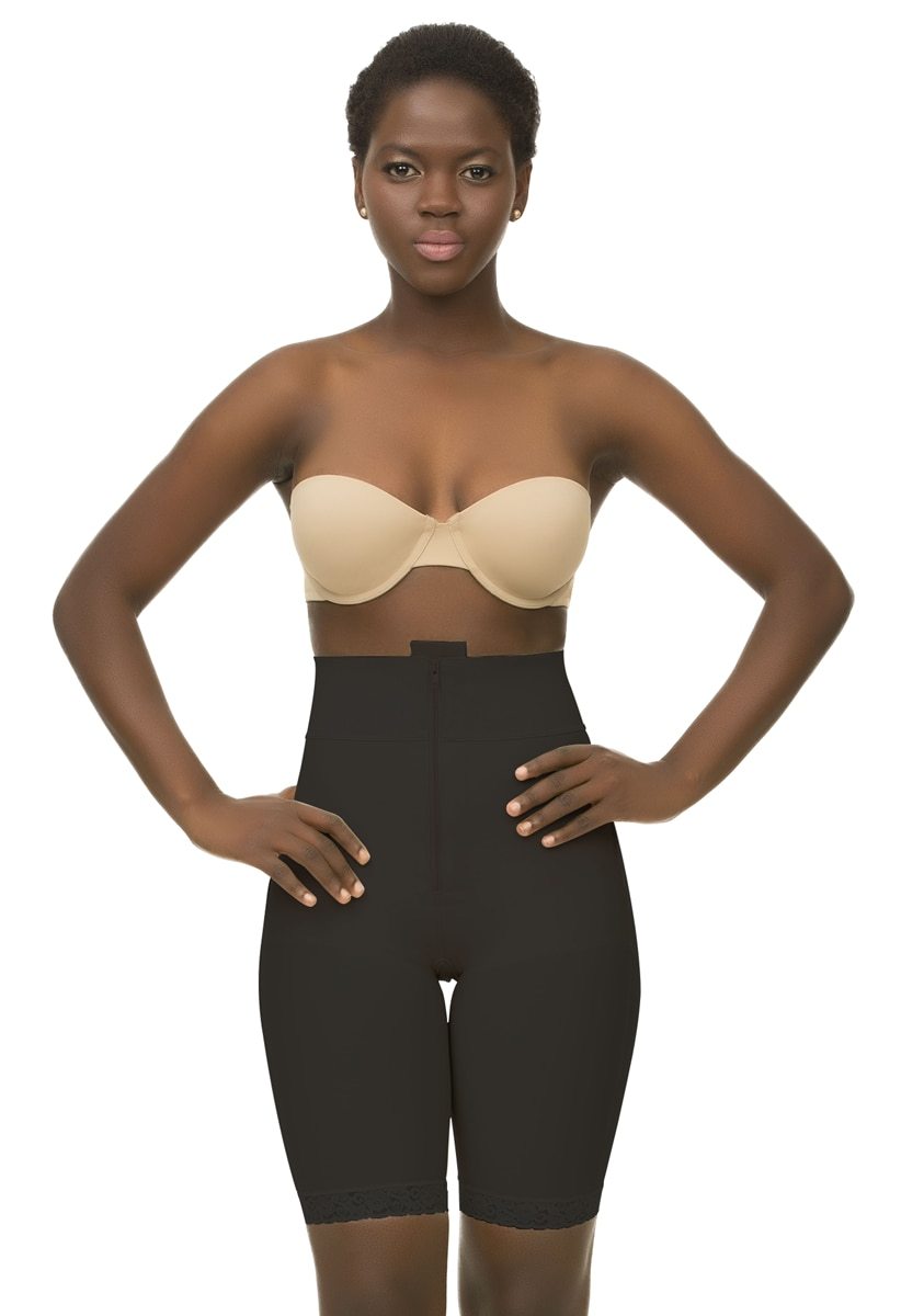 Pantalones cortos moldeadores de cuerpo de cintura alta con ziper (BE09)