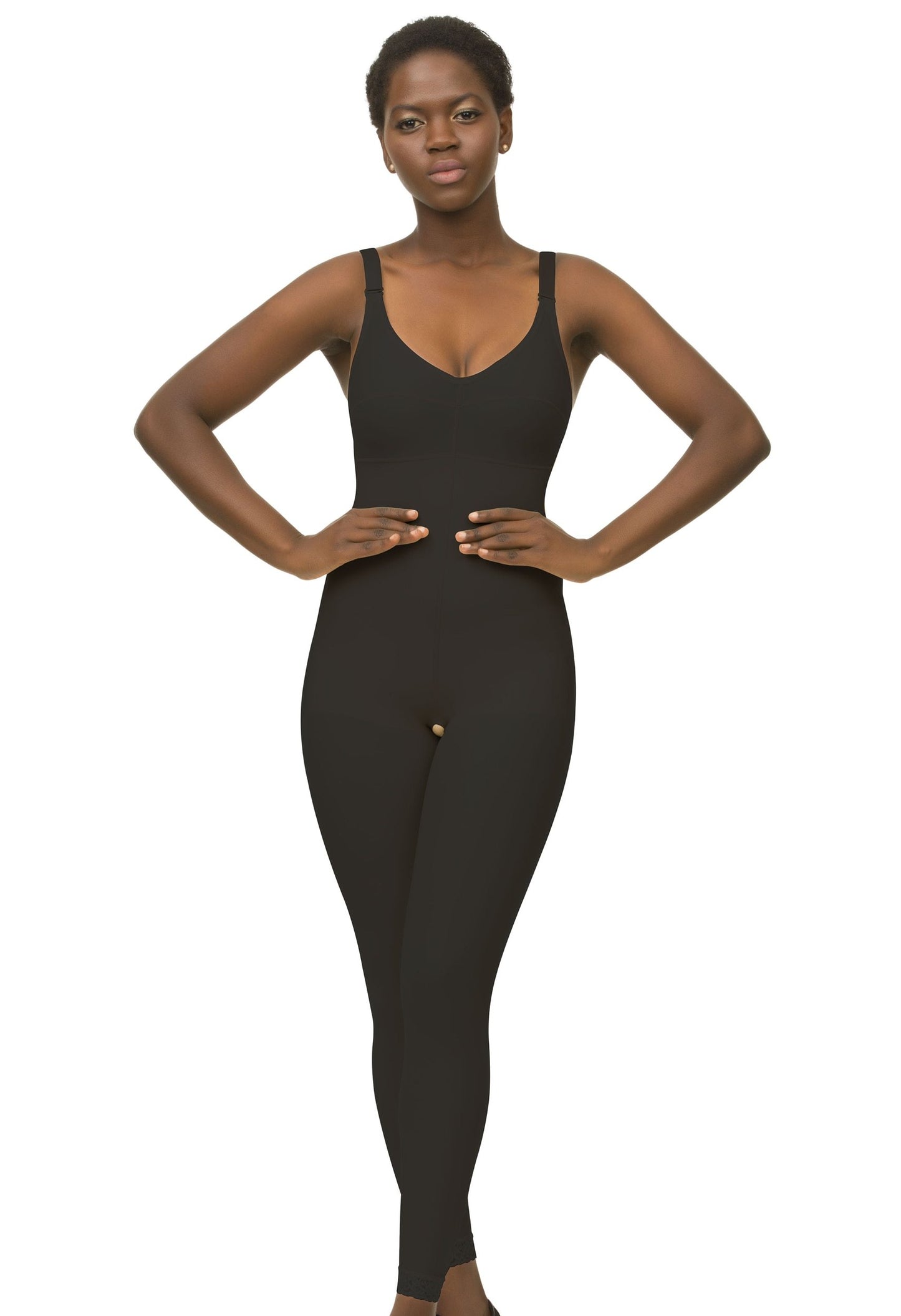 Faja body suit sin tirantes con sujetador - pierna larga (BB08)