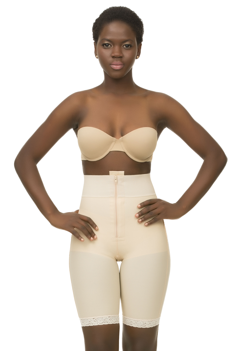 Pantalones cortos moldeadores de cuerpo de cintura alta con ziper (BE09)