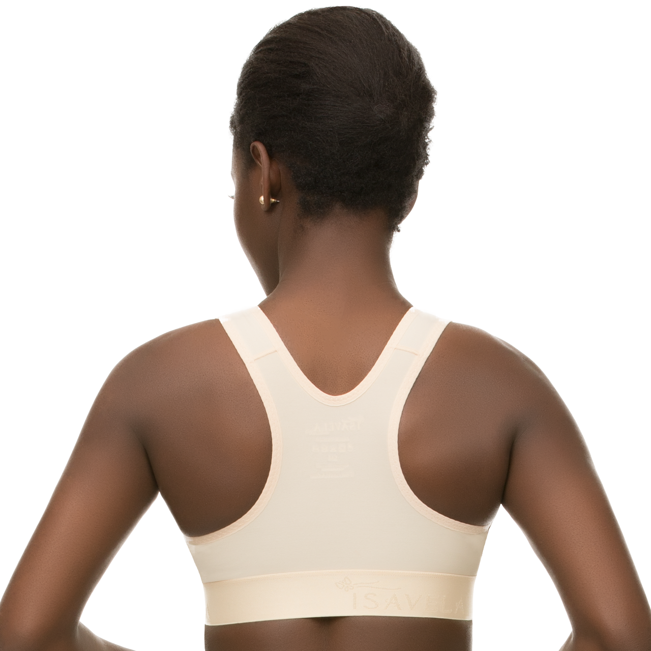 Brasier Sujetedor Deportivo con espalda cruzada para mujer de corte largo con cierre de ojal y gancho frontal, postquirúrgico de compresión (BR06)