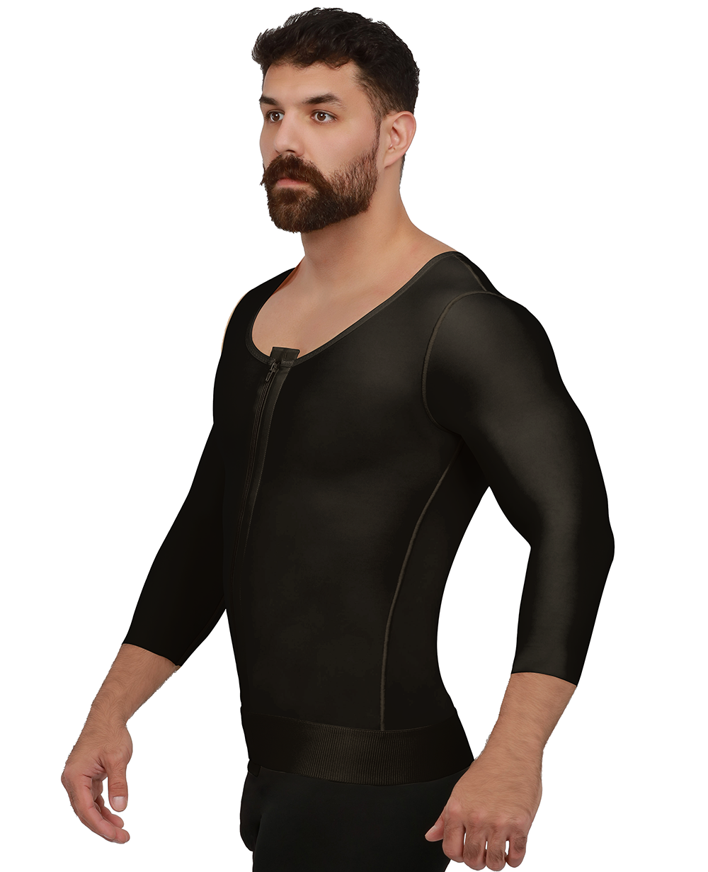 Camiseta de compresión con media manga y zipper para hombre postquirurgica (MG06-MS)