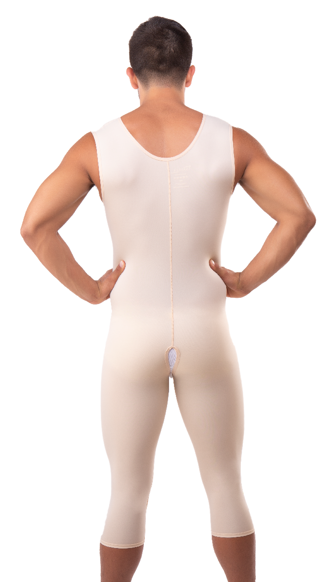Faja de alta compresión, moldeador de cuerpo entero para hombre con pierna larga sin manga(MG02-BK)