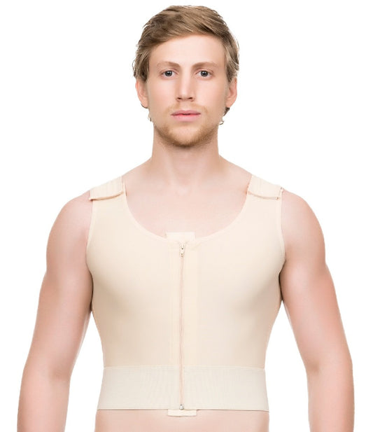Chaleco de compresión para hombre sin mangas de compresión con cierre de zipper, diseño de ginecomastía (MG03-SH)