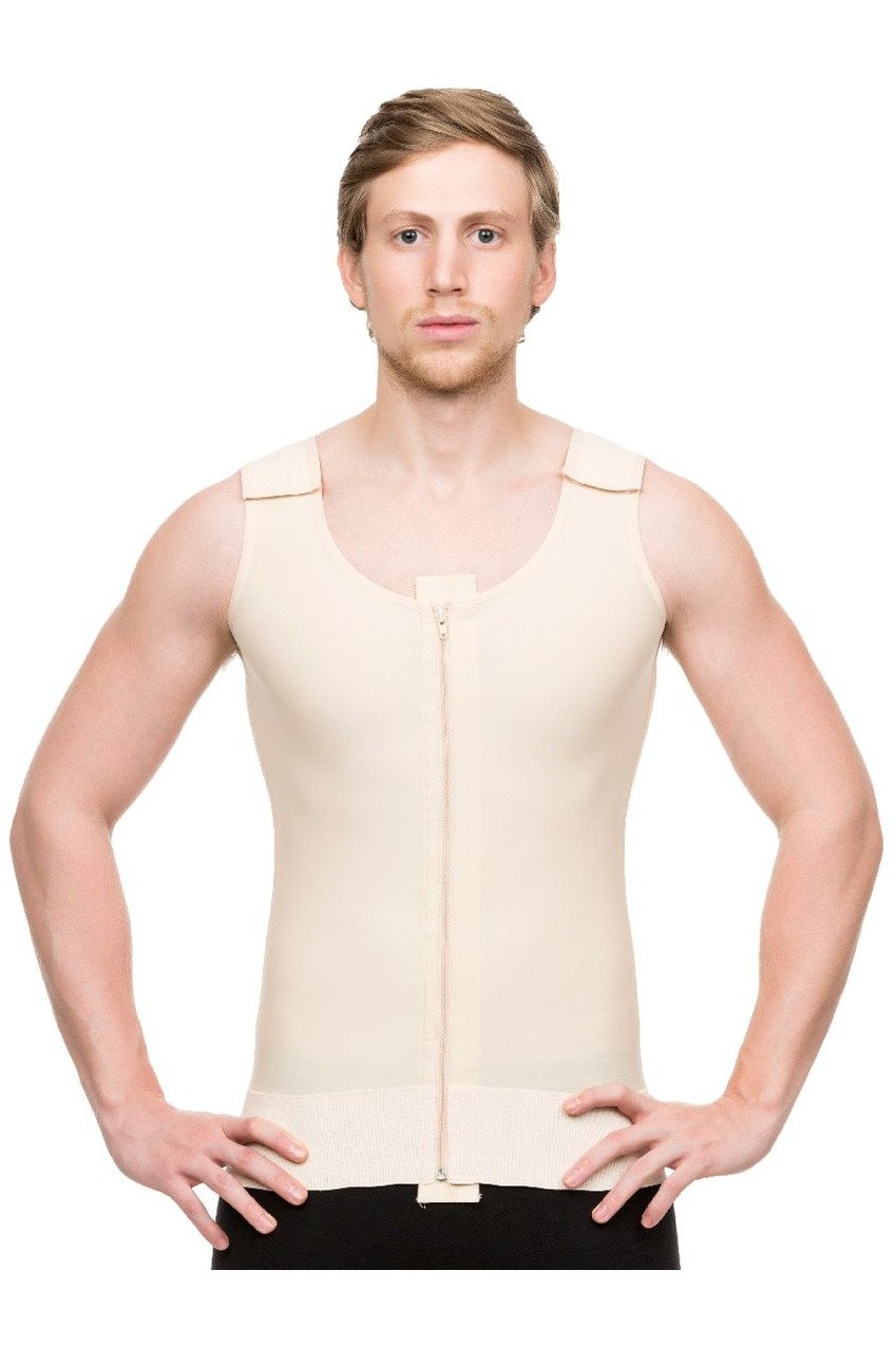 Camiseta de compresión para hombre postquirurgica con zipper (MG03)