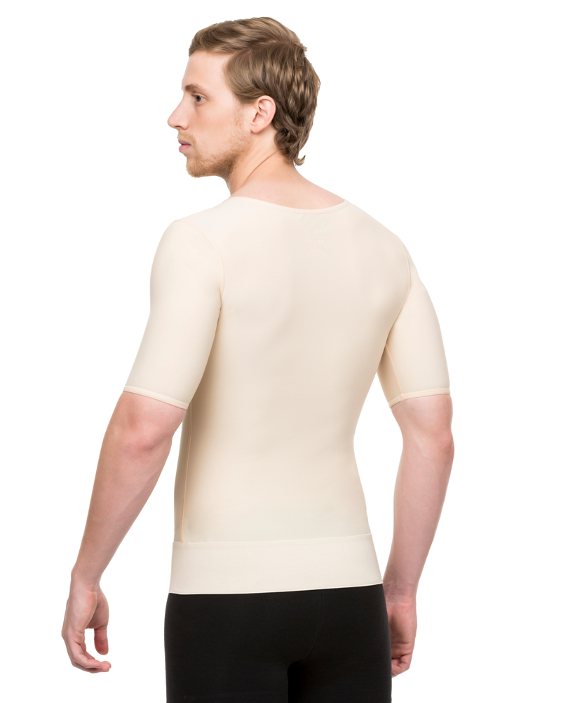 Camiseta con manga corta de compresión para hombre postquirurgica con ziper (MG06)