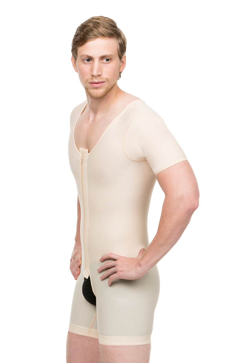 Faja de alta compresión, moldeador para hombre con manga corta (MG07)