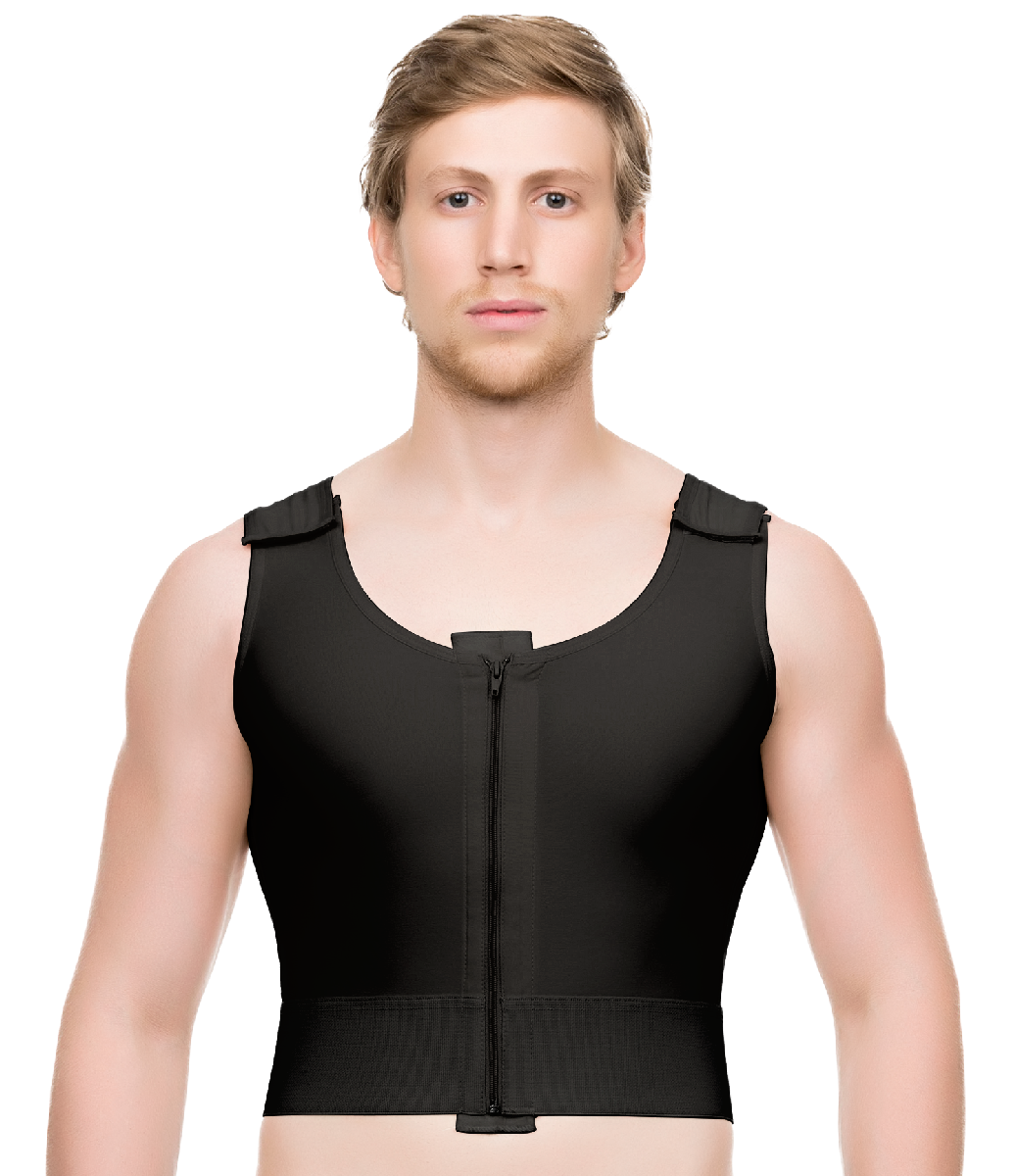 Chaleco de compresión para hombre sin mangas de compresión con cierre de zipper, diseño de ginecomastía (MG03-SH)
