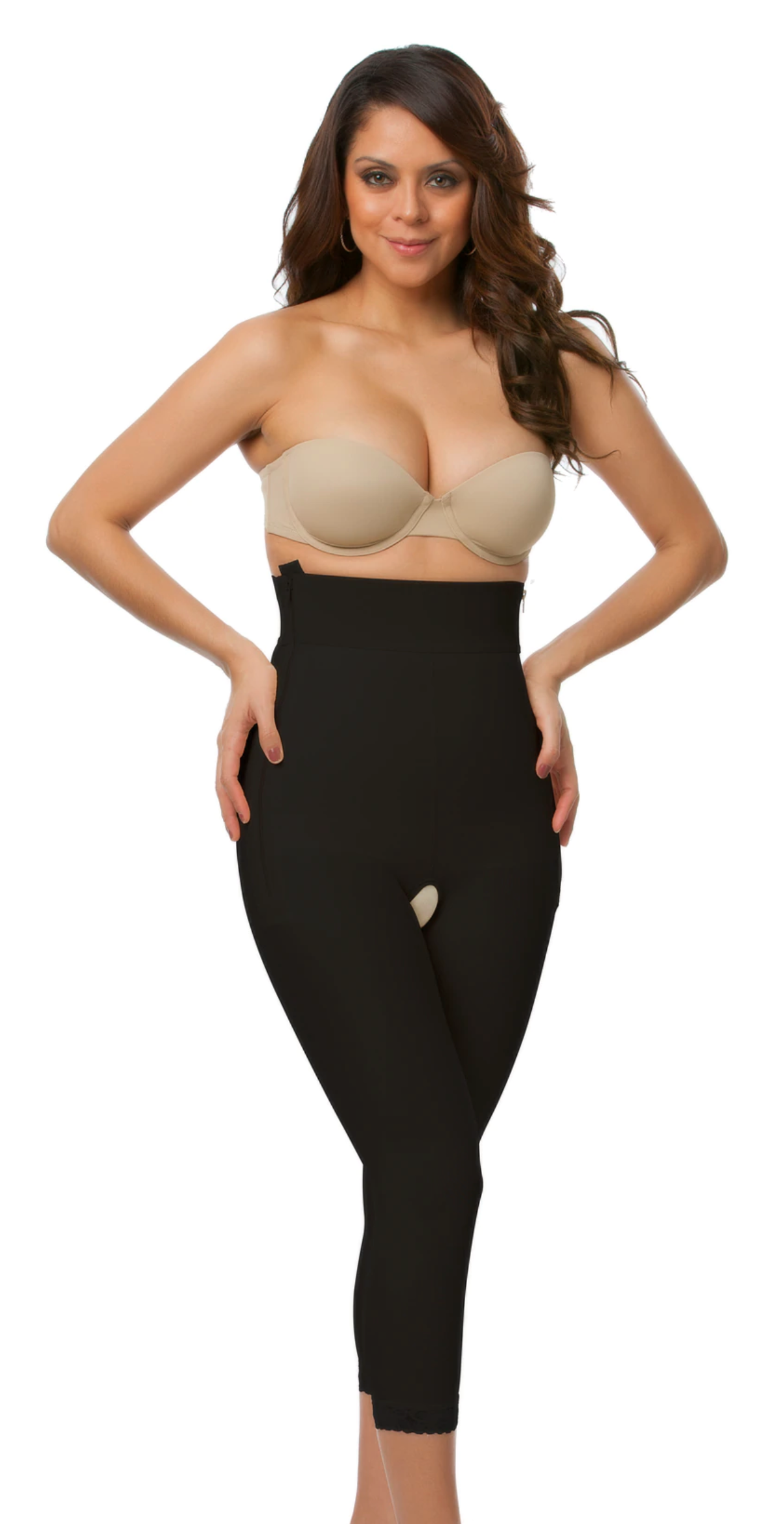 Faja leggings - compresión abdominal de alta cintura alta - estilo capri con 2 cremalleras separadas (GR05-SZ)