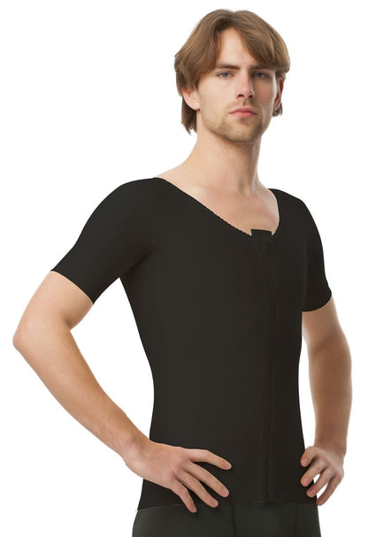 Camiseta con manga corta de compresión para hombre postquirurgica con ziper (MG06)