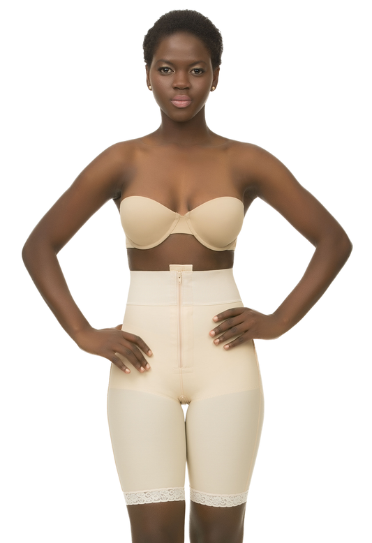 Pantalones cortos moldeadores de cuerpo de cintura alta con ziper (BE09)