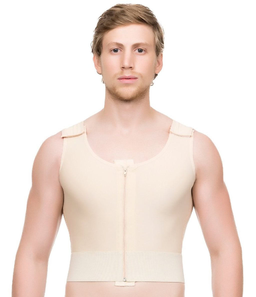 Chaleco de compresión para hombre sin mangas de compresión con cierre de zipper, diseño de ginecomastía (MG03-SH)