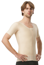 Camiseta con manga corta de compresión para hombre postquirurgica con ziper (MG06)