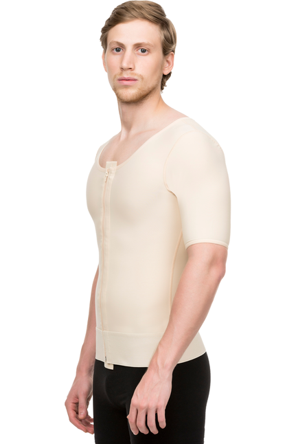 Camiseta con manga corta de compresión para hombre postquirurgica con ziper (MG06)