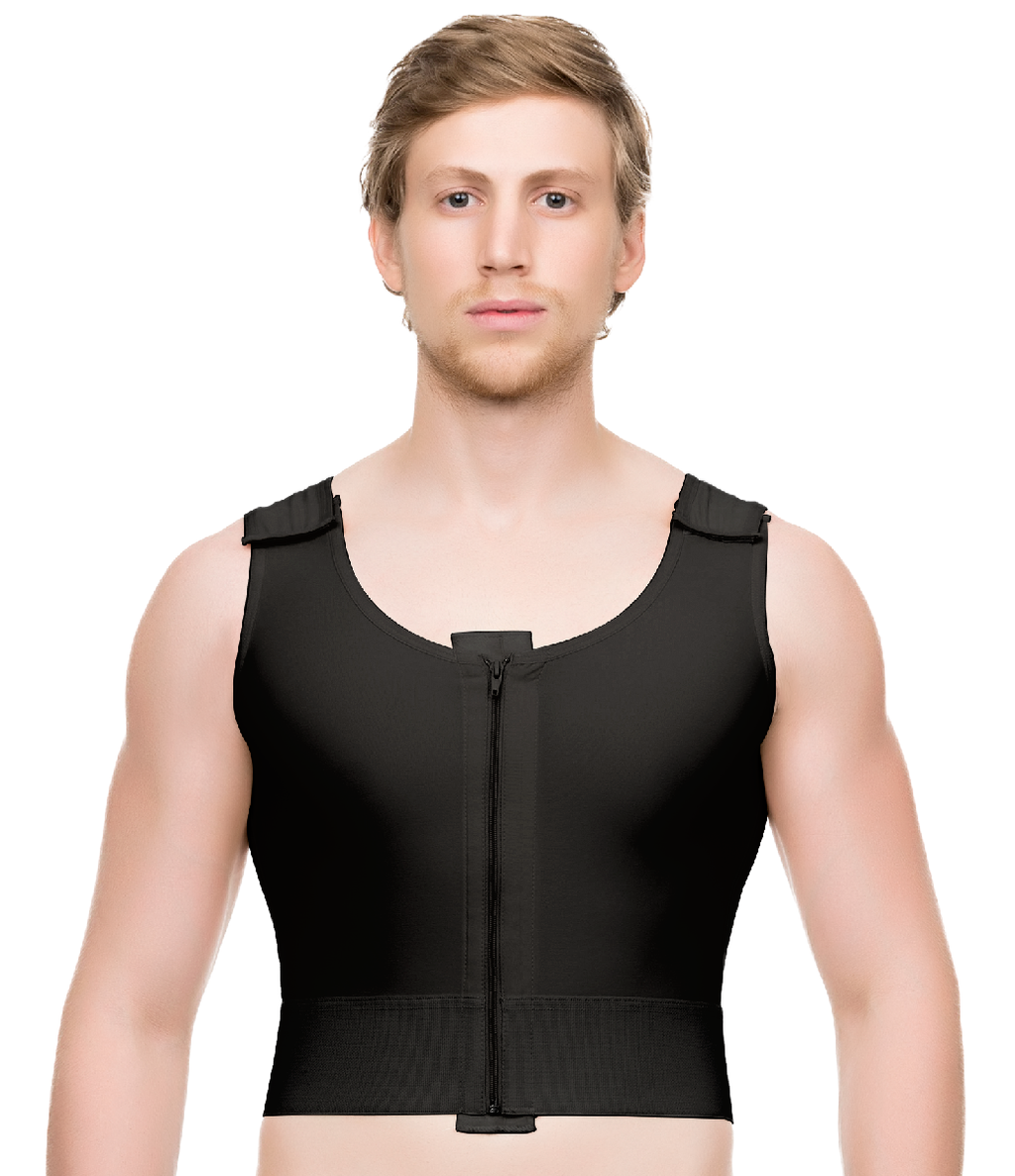 Chaleco de compresión para hombre sin mangas de compresión con cierre de zipper, diseño de ginecomastía (MG03-SH)
