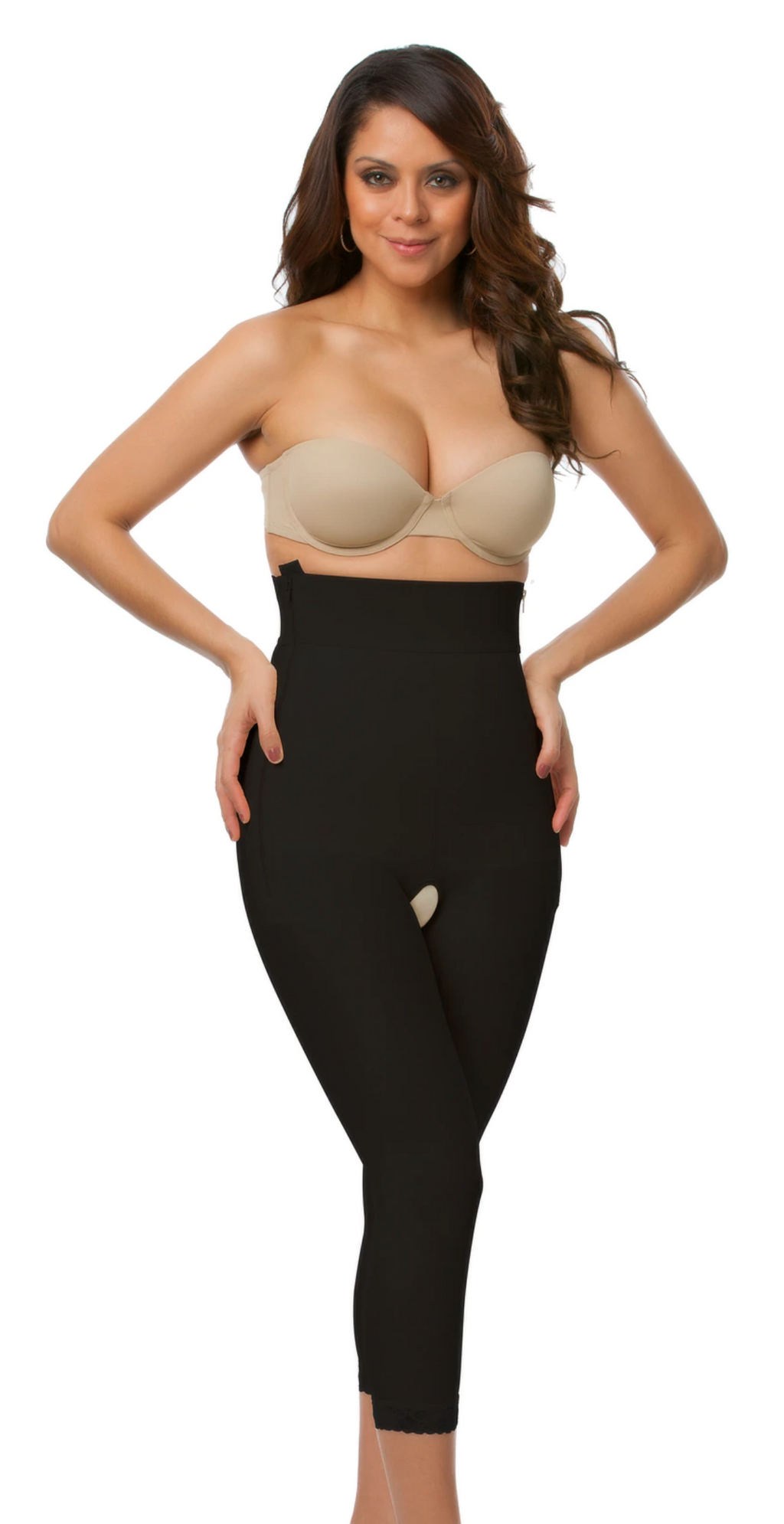 Faja leggings - compresión abdominal de alta cintura alta - estilo capri con 2 cremalleras separadas (GR05-SZ)