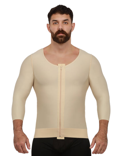Camiseta de compresión con mangas largas y zipper para hombre postquirurgica (MG06)