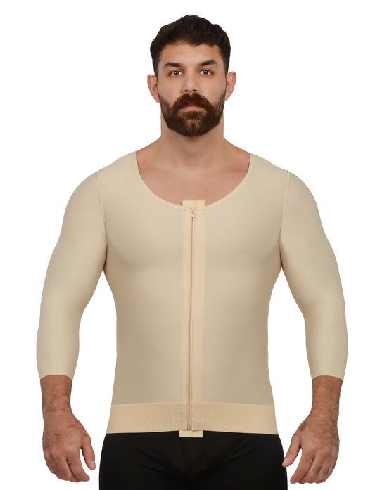 Camiseta de compresión con mangas largas y zipper para hombre postquirurgica (MG06)
